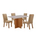 Ver imagem 5 de Mesa Jantar Olimpia 4 Lugares MDF e Vidro Serigrafado Off White 120cm Moderna