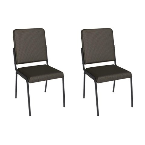 Cadeira Sala de Jantar Genebra 2c129prf Aço Kit 2 Un Preto/ano Marrom - Kappesberg