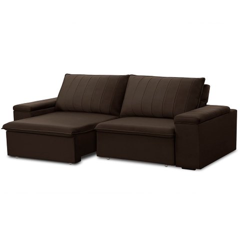 Sofá Retrátil e Reclinável 3 Lugares 225cm Kent Porta Copos no Braço Veludo Marrom G22 - Gran Belo