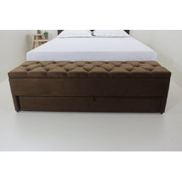 Puff Baú (gaveta) 120x40x45cm na Cor Marrom Escuro (calçadeira) Perfeito para o Seu Lar - 3
