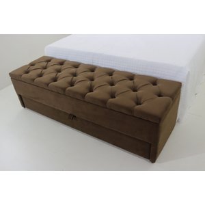 Puff Baú (gaveta) 120x40x45cm na Cor Marrom Escuro (calçadeira) Perfeito para o Seu Lar