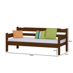 Sofa Cama de Madeira Maciça Cor Castanho - 3