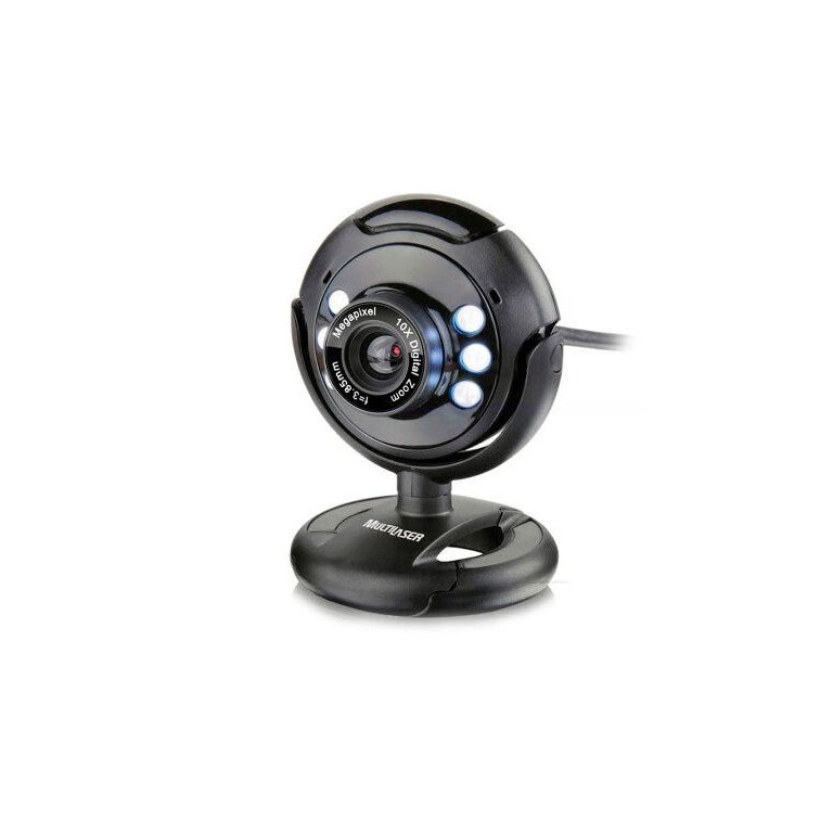 Webcam Multilaser Plug e Play 16Mp NighTVision Microfone USB Preto - Wc045