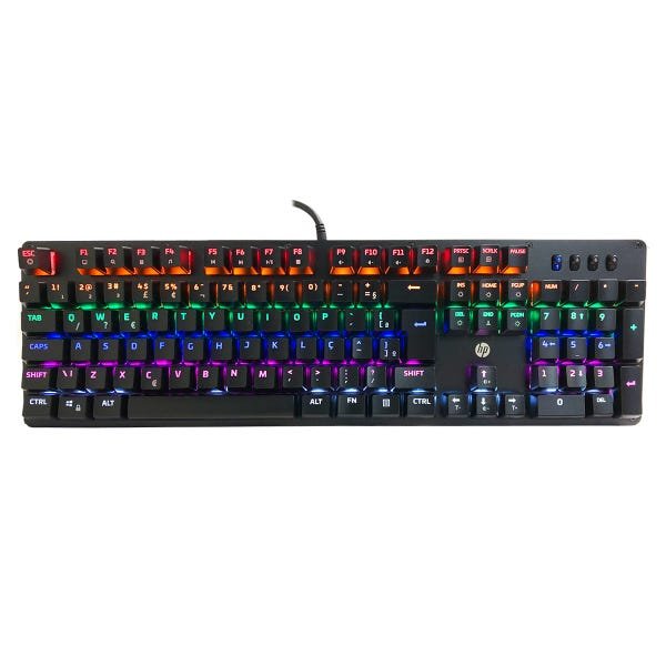 Teclado Gamer Mecânico HP GK100 USB, LED RGB, Layout ABNT2, Preto - 7