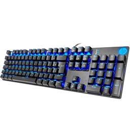 Teclado Mecânico Gamer HP GK400F USB LED Azul Switch Blue ABNT2 Preto - 4