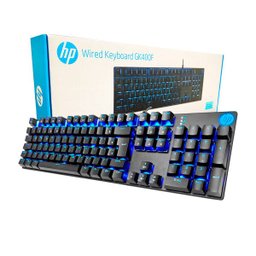 Teclado Mecânico Gamer HP GK400F USB LED Azul Switch Blue ABNT2 Preto - 1