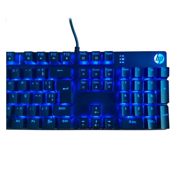 Teclado Mecânico Gamer HP GK400F USB LED Azul Switch Blue ABNT2 Preto - 6