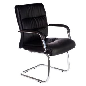 Cadeira Fixa Aproximação Interlocutor em S com Braço Estofada Couríssimo Preto W-50a