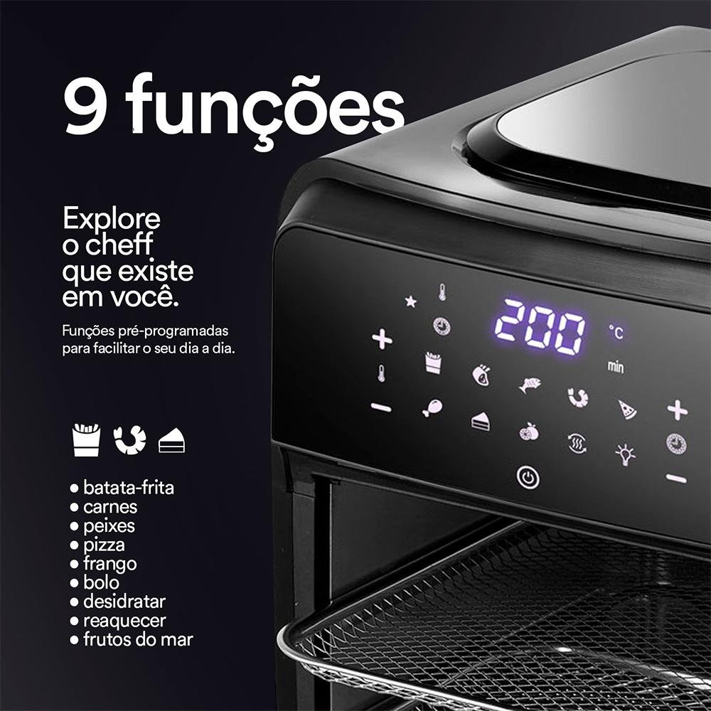 Fritadeira Sem Óleo Air Fryer EOS Premium 12L Digital Touch Inox EAF12I 110V - 7
