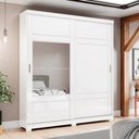 Ver imagem 1 de Guarda-roupa 200cm com Espelho 2 Portas de Correr 3 Gavetas Verg Henn - Branco