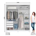 Ver imagem 2 de Guarda-roupa 200cm com Espelho 2 Portas de Correr 3 Gavetas Verg Henn - Branco