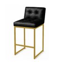 Ver imagem 6 de Banqueta Cozinha Alta com Encosto Industrial Kit 4 Dourado Lirina Pu Preto C05 - D’Rossi