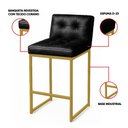 Ver imagem 3 de Banqueta Cozinha Alta com Encosto Industrial Kit 4 Dourado Lirina Pu Preto C05 - D’Rossi