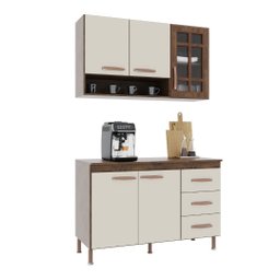 Cozinha Modulada Compacta Fidelitá Lisboa 2 Peças 120cm 5 Portas 3 Gavetas com Tampo - 3