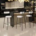 Ver imagem 2 de Kit 06 Banquetas Altas Cozinha Bar Sala De Jantar Em Aço Milão L02 Bouclê Creme - Lyam Decor