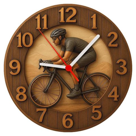 Relógio de Parede -atleta Ciclismo -efeito 3d -25x25x2cm
