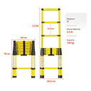 Ver imagem 3 de Escada Telescópica 11 Degraus Multifuncional 3,2mts Portátil Garden Life Cor Preto