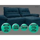 Ver imagem 4 de Sofá Bergamo 2,50M Assento Retrátil e Reclinável Velosuede Royal - NetSofás