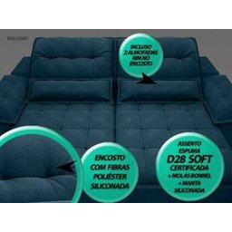 Sofá Bergamo 2,50M Assento Retrátil e Reclinável Velosuede Royal - NetSofás - 2