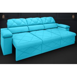 Sofá New Ripley 2,05M Assento Retrátil e Reclinável Velosuede Turquesa - NetSofás - 1