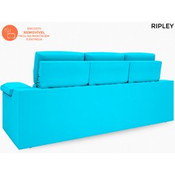 Sofá New Ripley 2,05M Assento Retrátil e Reclinável Velosuede Turquesa - NetSofás - 6