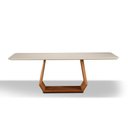 Ver imagem 2 de Mesa de Jantar 6 Lugares Tampo com Vidro Off White Base Madeira Jequitibá Amêndoa