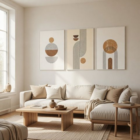 Quadro Decorativo Abstrato Minimalista Terroso Moldura Filete:Moldura Branca/40X60