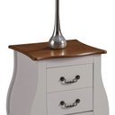 Ver imagem 2 de Mesa de Cabeceira Bombê com 2 Gavetas 1026 Linz Móveis - Off White/imbuia Glazer