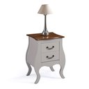 Ver imagem 1 de Mesa de Cabeceira Bombê com 2 Gavetas 1026 Linz Móveis - Off White/imbuia Glazer