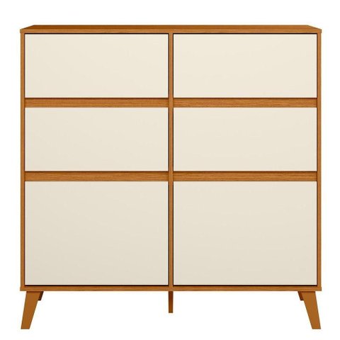 Cômoda Sapateira Dori 4 Gavetas MDF MDP Cinamomo Off White Albatroz Móveis