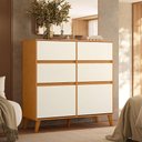 Ver imagem 6 de Cômoda Sapateira Dori 4 Gavetas MDF MDP Cinamomo Off White Albatroz Móveis