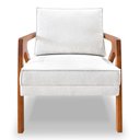 Ver mais imagens de Kit 2 Poltronas Decorativa Luiza Linho Bouclê Off White Base em Madeira Castanho - Pallazio