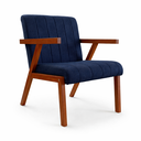 Ver imagem 2 de Conjunto 2 Poltronas Serena Linho Premium para Sala de Estar Recepção Sala de Espera Madeira:azul