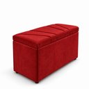 Ver imagem 2 de Calcadeira Recamier Baú Estofada 100cm para Cama Solteiro Suede Vermelho