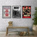 Ver imagem 1 de Kit 3 Quadros Decorativos Rocky Balboa posters 24x18cm:madeira Branca