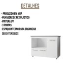 Ver imagem 2 de Balcão para Cooktop Ana 5 Bocas 3 Portas Branco Moblis
