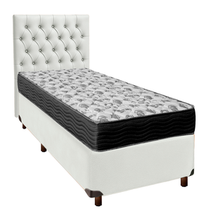 Cama Box + Colchão Solteiro Ortobom D33 Iso100 + Cabeceira Estofada