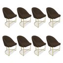 Ver imagem 1 de Kit 08 Cadeiras Poltrona de Jantar Bela Suede Marrom Base Metálica Industrial Dourado - Pallazio