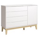 Ver imagem 4 de Berço Americano com Guarda Roupa 2 Portas Theo e Cômoda Classic Elfe Branco Acetinado com Pés Madeir