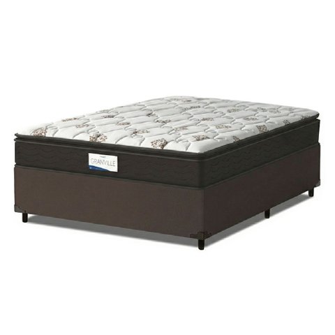 Cama Box Colchão Casal Molas Ensacadas Granville Pillow Top 138x188x66cm Marrom / Branco Probel
