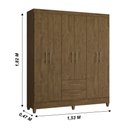 Ver imagem 2 de Guarda Roupa Casal 6 portas e 2 gavetas Panamá - Castanho Wood