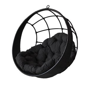 Balanço Suspenso Ninho Aço Carbono e Fibra Sintética Preto