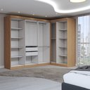 Ver imagem 4 de Guarda-roupa Casal Modulado Odisseia 9 Portas 2 Gavetas com Espelho Cinamomo/off White - Panorama Mó