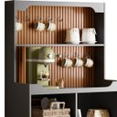 Ver imagem 4 de Armário Bancada Cantinho do Café Preto Fosco/Tauari Ripado 1 Porta Basculante com Pés de Madeira - L