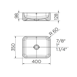Cuba de Apoio Retangular 400x350x128mm Luxo Docol Branco Esmaltado - 3