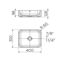 Ver imagem 3 de Cuba de Apoio Retangular 400x350x128mm Luxo Docol Branco Esmaltado