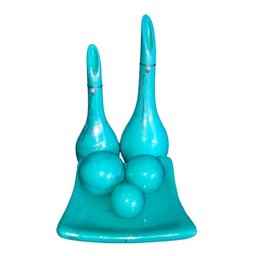 Jogo Completo Vasos Ceramica Grande Centro Mesa Prato Bola Verde com Prata - 2
