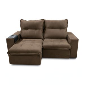 Sofá Luiza Bom Pastor 3 Lugares 2,00 M Veludo Luxo Marrom