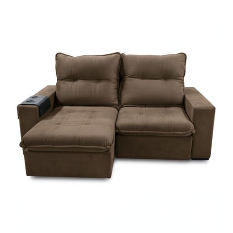 Sofá Luiza Bom Pastor 3 Lugares 2,00 M Veludo Luxo Marrom