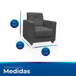 Kit Poltrona Cadeira para Sala Confortável Reforçada Veneza Suede - 7